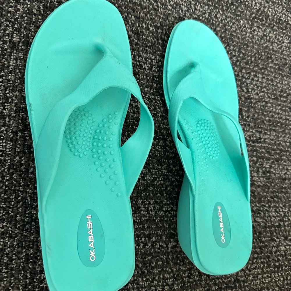 OKABASHI WOMEN'S Splash Flip Flops SANDALS SIZE L Green - Picture 3 of 8